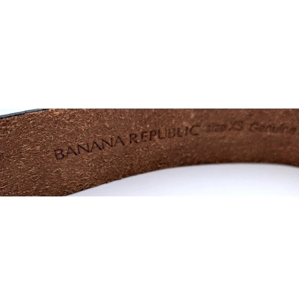 Banana Republic Womens Brown Leather D-Ring Belt Antique Brass Buckle Size XS